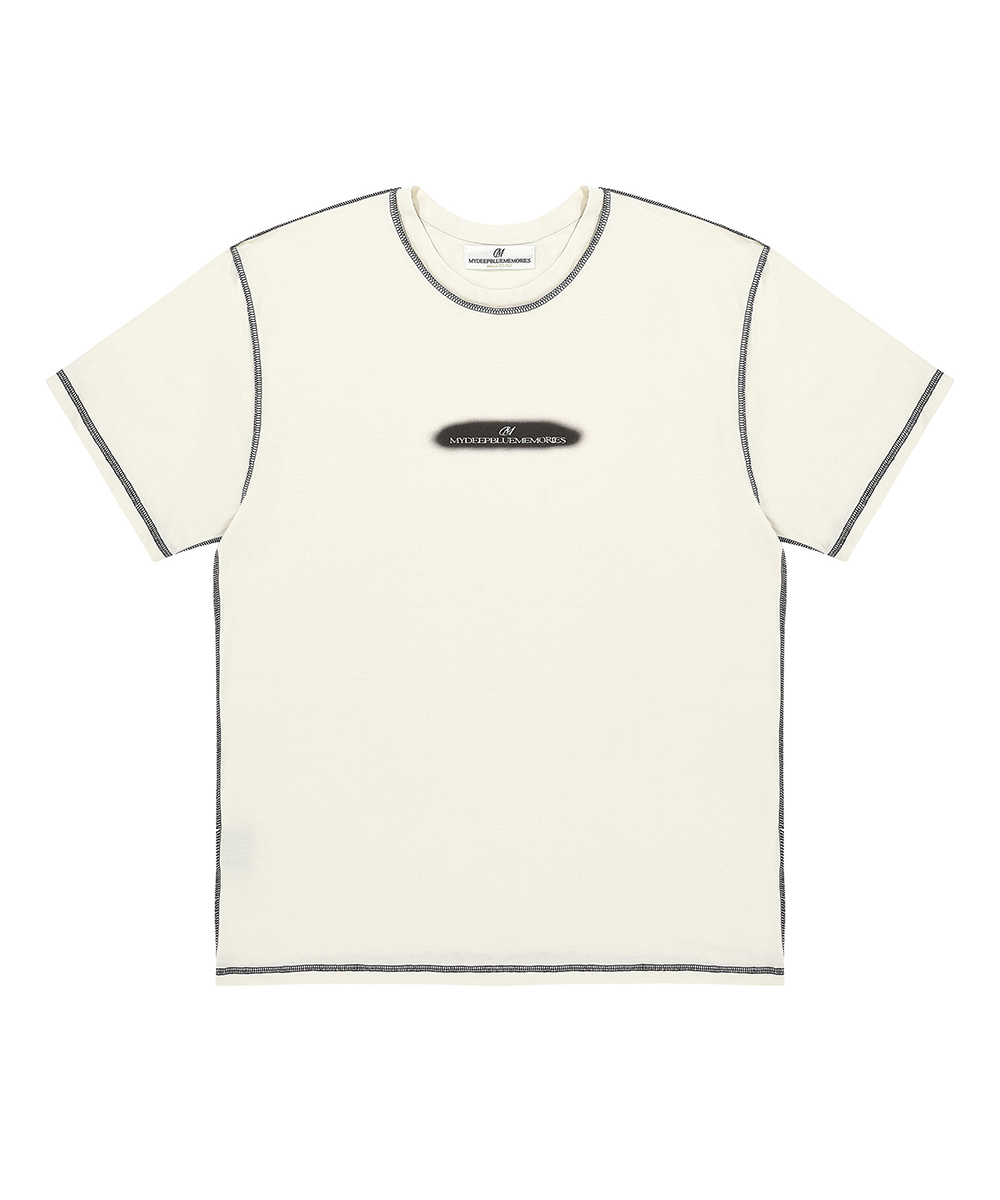 MM PRINTED STITCH TEE in Ivory