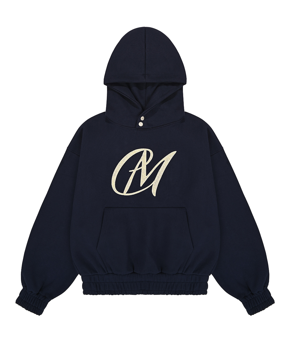 MM Logo Embroidery Hoodie in navy