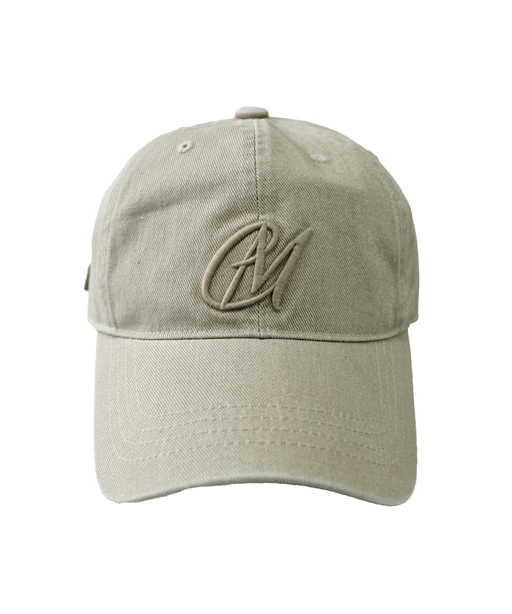 Washed Small EM Ball Cap in beige