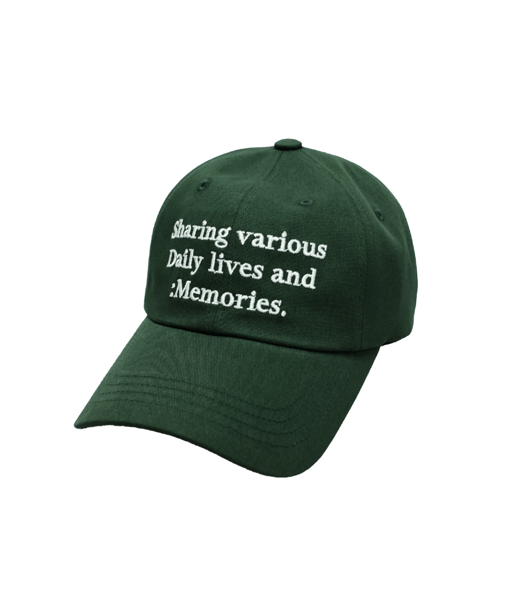 MEMORIES SLOGAN BALL CAP in green