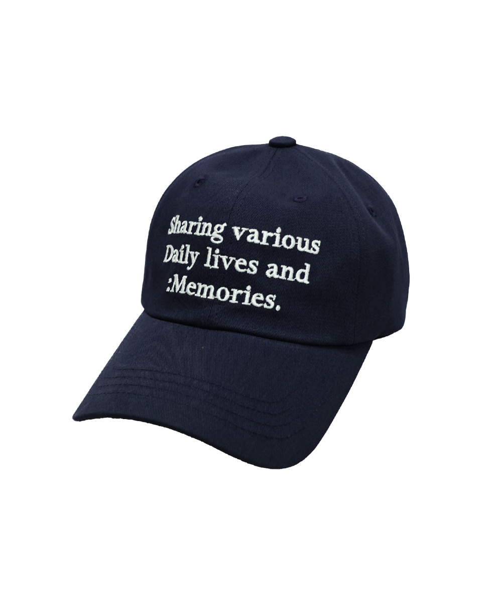 MEMORIES SLOGAN BALL CAP in navy
